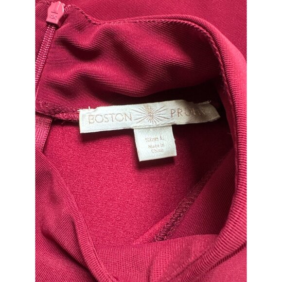 Boston Proper Maroon Mock Neck Knee-Length Shift Dress, Women's Size L - Picture 7 of 9